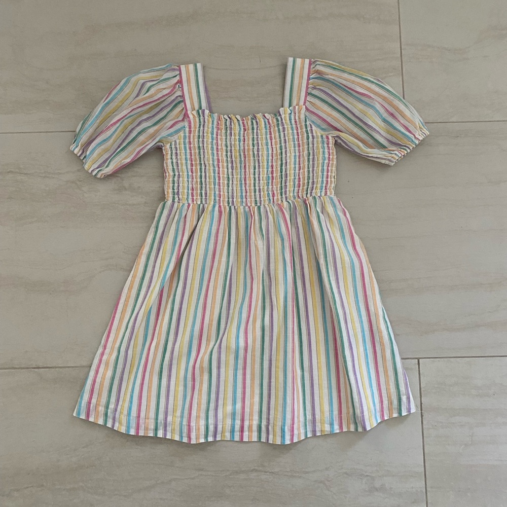GAP Toddler Girl Smocked Pastel Rainbow Lined Dress
